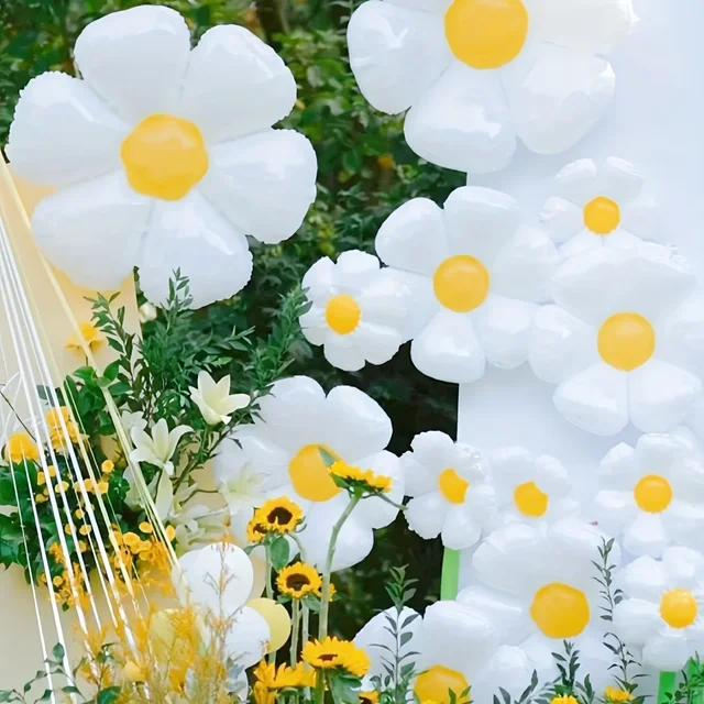 1/10 pièces ballon marguerite énorme fleur blanche ballons en aluminium pour anniversaire bébé douche mariage marguerite fête décorations fournitures 5
