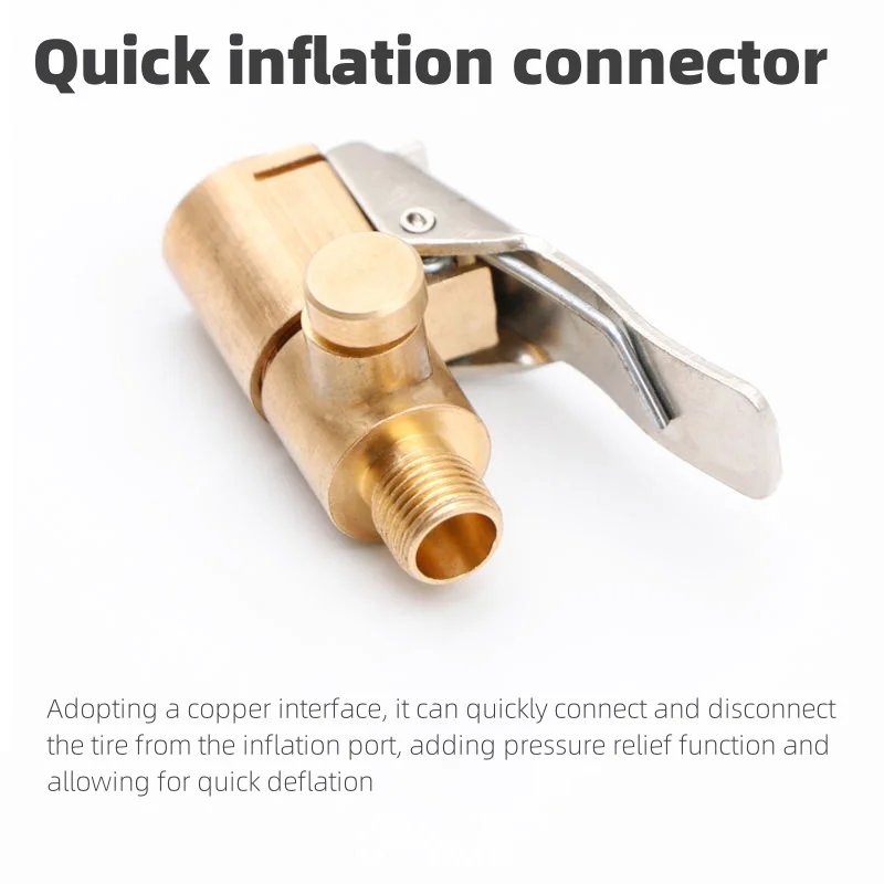 Portable Brass Car Inflation Pump Air Valve Connector Clip