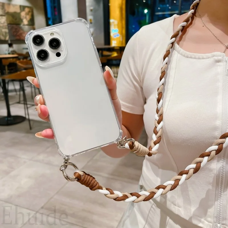 Braid Strap Crossbody Lanyard Transparent Soft Case Cover
