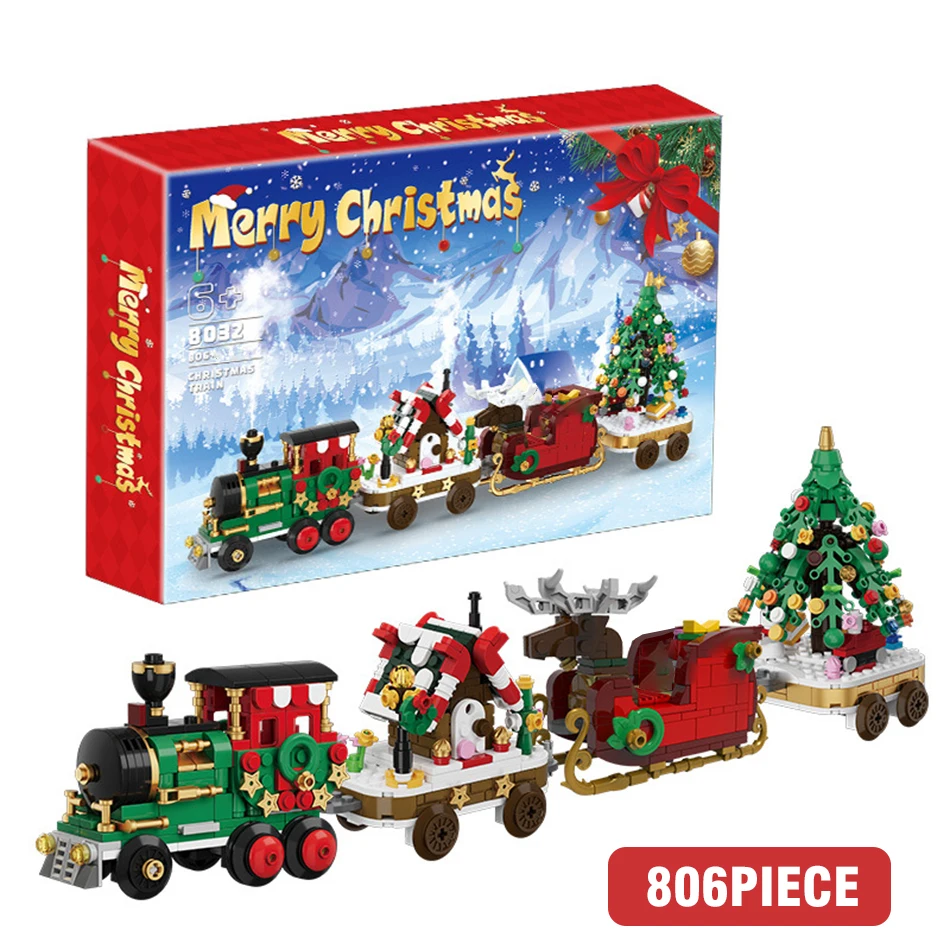 Plastic Christmas Train Building Blocks Toy for Kids