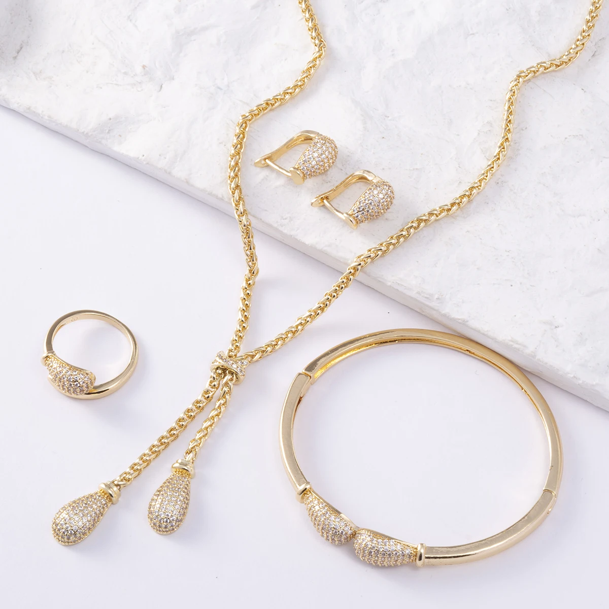 Saashi Noble Micro Pave CZ Jewelry Set - Hadiyana Trendy Dubai Style