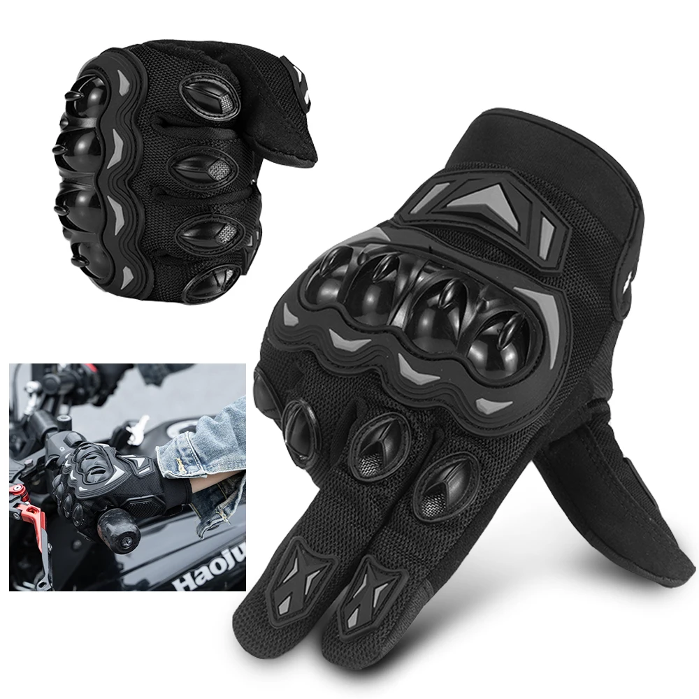 

Full Finger Gloves Touch Screen Black Antiskid Wearable Motorcycle Gloves Breathable Racing Riding Accessories