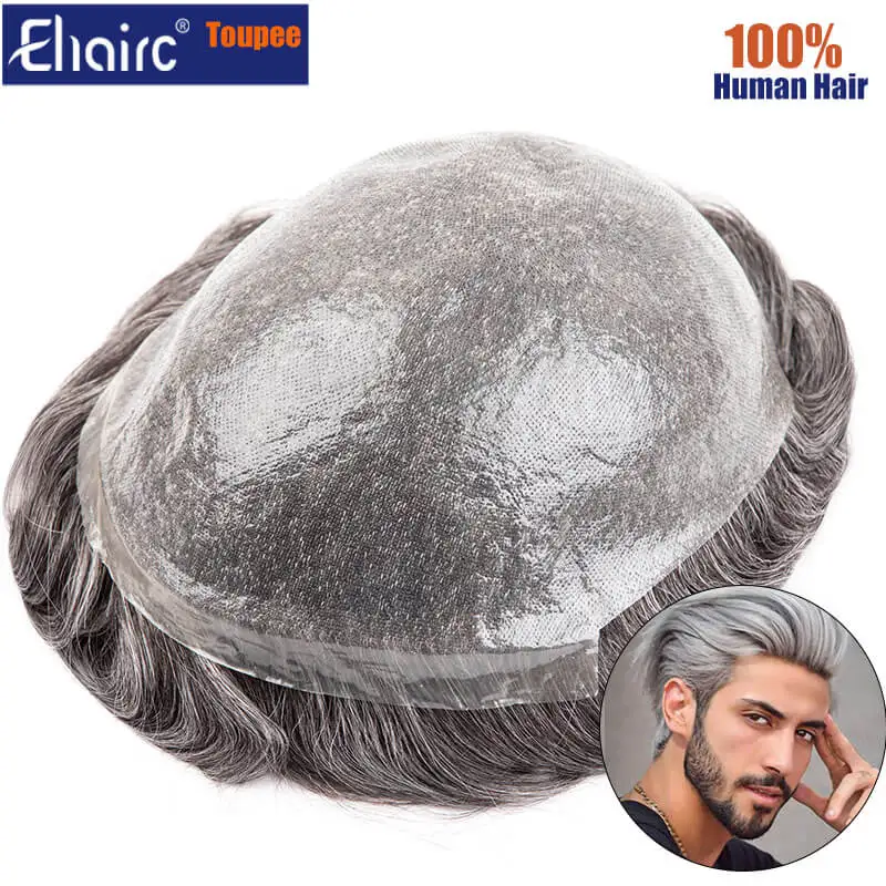 Искусственный парик для мужчин 0,08 мм, мужские парики 6 дюймов, мужской протез волос, 100% натуральный парик из человеческих волос, более прочный