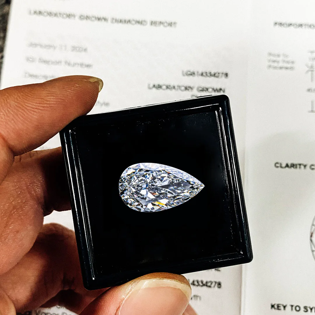 Provence 1/1.5/2/3ct lab grown diamond loose pear shaped F color VS lab grown CVD diamond with IGI certificate
