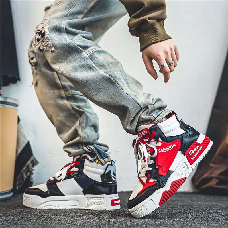 Skateboarding Shoes Sports Shoes Winter High Top Skateboarding Shoes Man Fashion Casual Leather Sneakers Men Trend Outdoor Non-slip