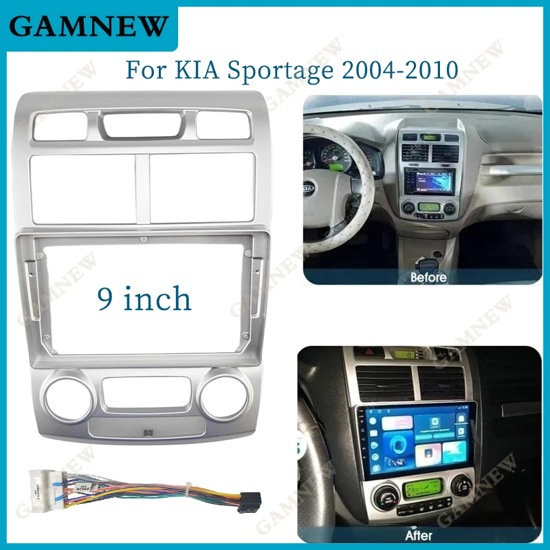

9-дюймовая Автомобильная рамка, адаптер для KIA Sportage 2004-2010, Android радио приборная, комплект панелей