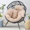 Egg Chair - Oversized Wicker Egg Basket Chair with Cushion and Stand, All-Weather Egg Dining Chair for Patio, Backyard, Living R 1