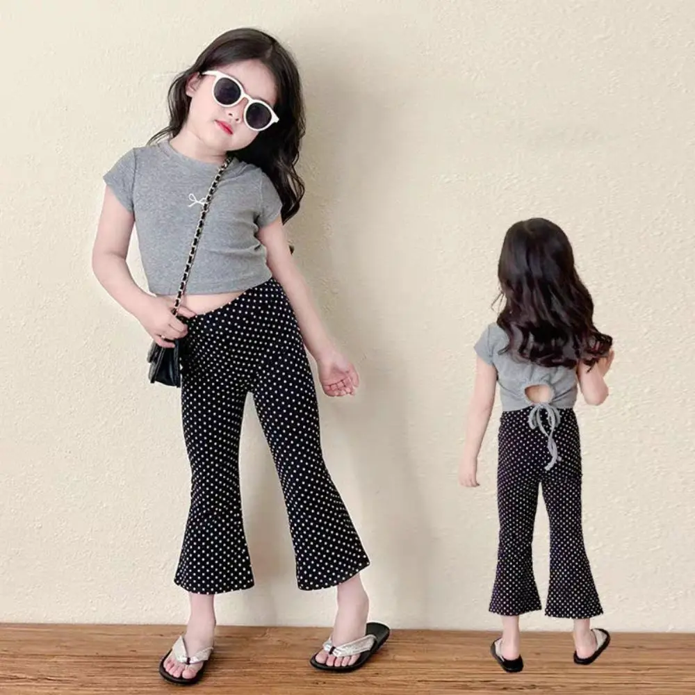 Fashion Lace Up Teens Bow T-shirts Short Sleeve Korean Style Slim Crop Top Summer Sweet Girl's Top Students