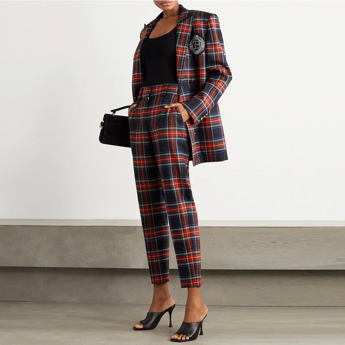 

Autumn and Winter 2022 New Temperament Commuter Women's Suit Long Pant Set High End Fashion Double breasted Small Suit Coat