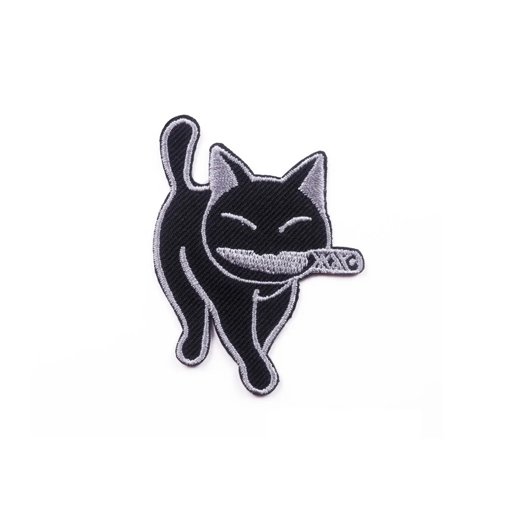 Cat Bite Knife Armband Patch Cat Embroidered Patch Iron On/sew Cute