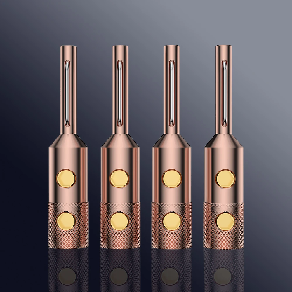 Viborg 하이 퀄리티 퓨어 레드 구리 바나나 커넥터 터미널 플러그 커넥터, 스피커 와이어용 4mm, VB401, 4 개