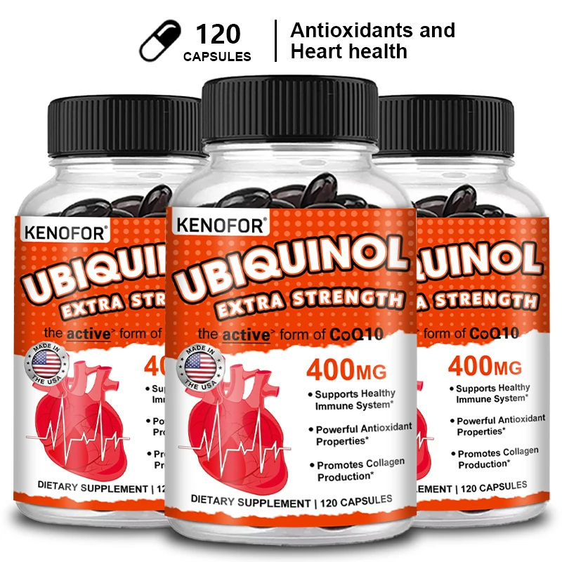 KENOFOR Ubiquinol CoQ10 400 mg Softgel Antioxidant - Superior Absorption, Active Form Immune and Skin Support