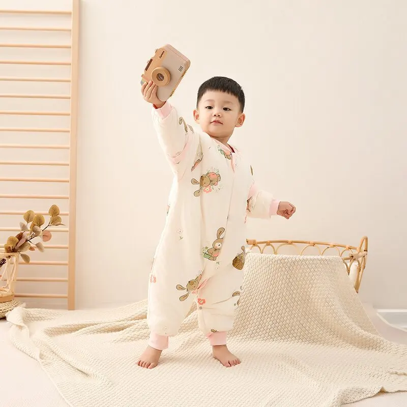 Baby Sleeping Bag Thickened Warm Children's Cotton Clip Cold Baby Clothing Bodysuit Thermostatic Sleeping Bag Autumn Winter