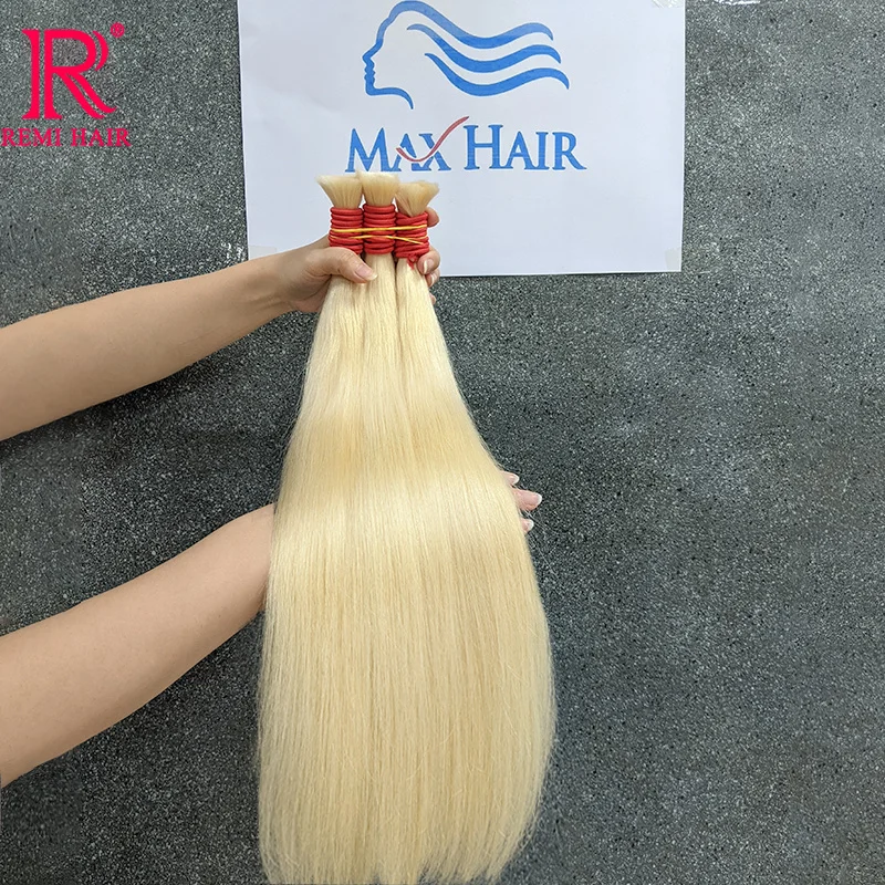 

613 Real Human Hair Extensions no Weft Honey Blond Hair Bulks Seamless Original Indian Virgin Straight Weaving Hair for Braiding