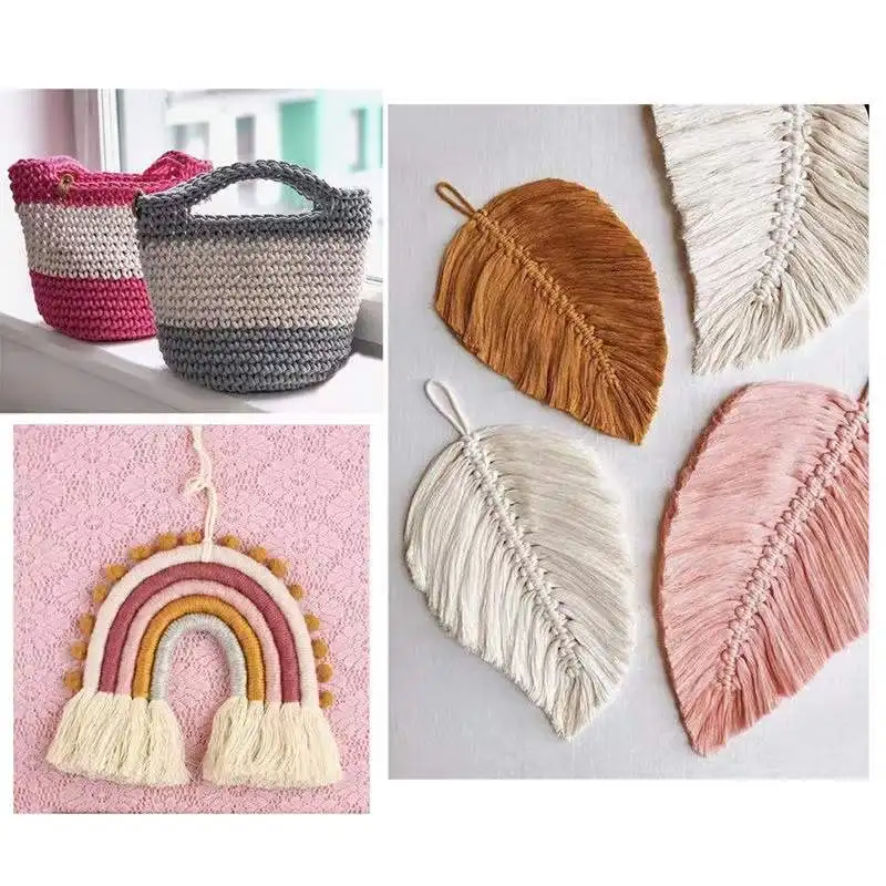 Cotton Rope Braided Cord 4mm for Macrame Knitting DIY Crafts Room Decoration cotton rope,macrame cord
