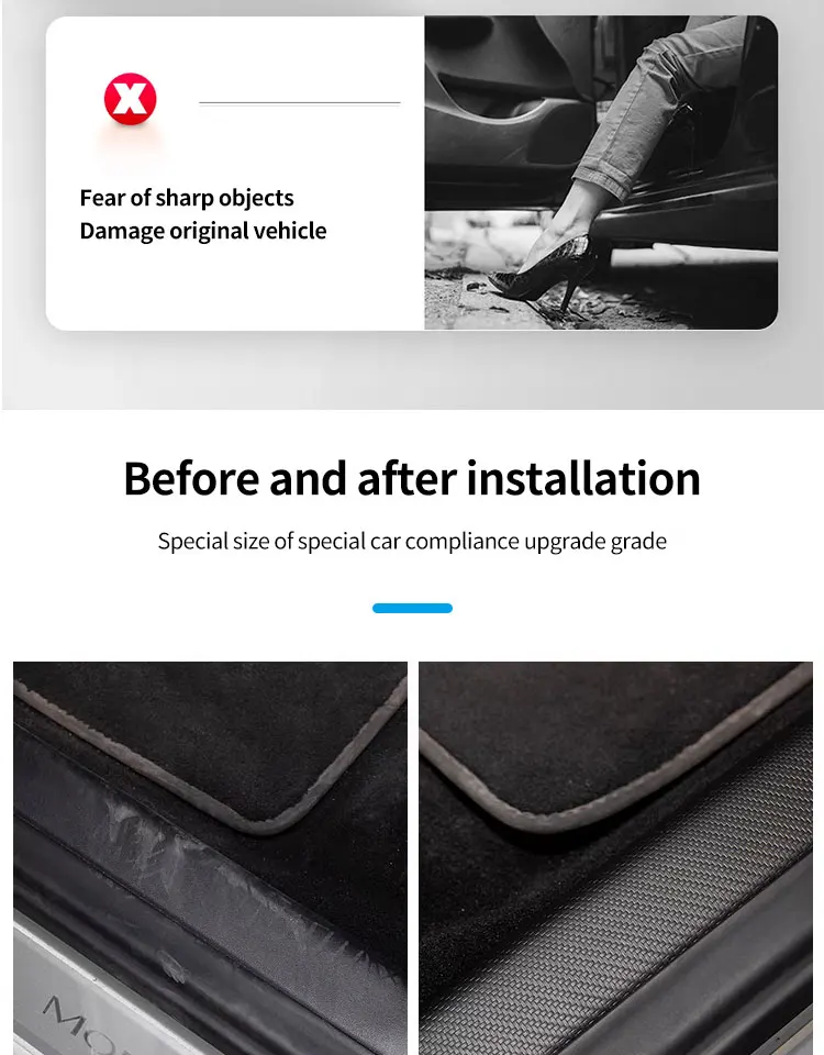 Carbon Flash Hintere Einstiegsleistenschutz Für Tesla Modell 3, Innere Schutzplatte Abdeckung Trim Auto Anti-Schmutzige Stoßstange Willkommen Pedal – Detail 3