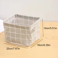Linen Desktop Storage Basket Sundries Toy Storage Box Laundry Basket Underwear Cosmetic Organizer Office Stationery Organizer 6