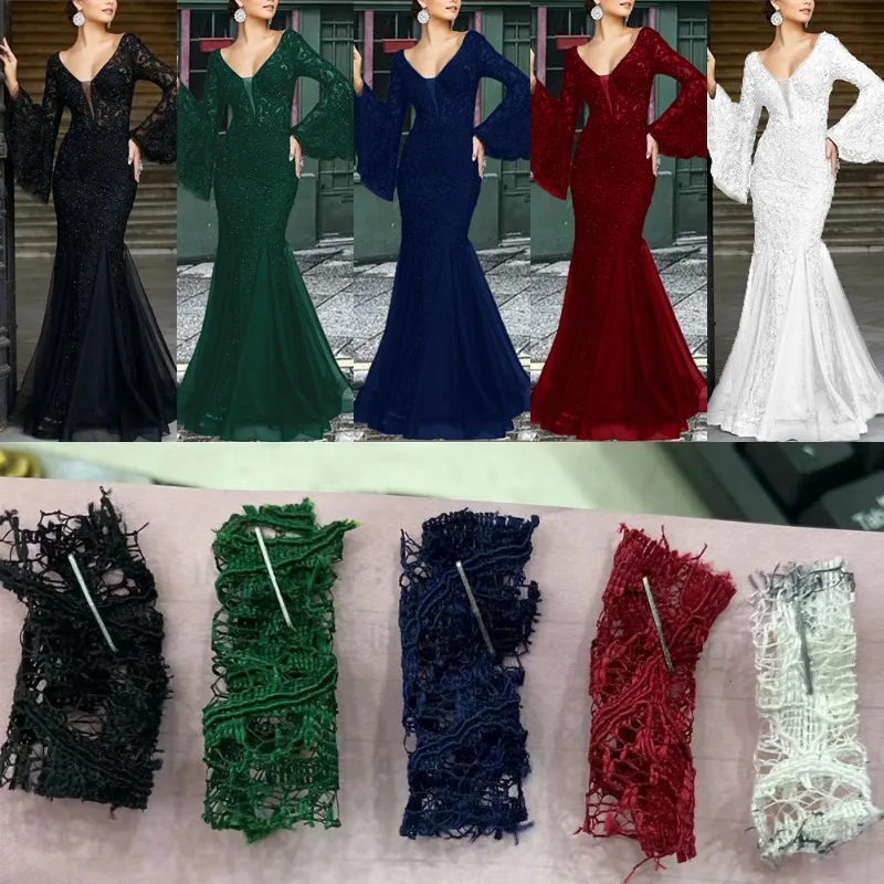 فستان سهرة طويل بأكمام واسعة