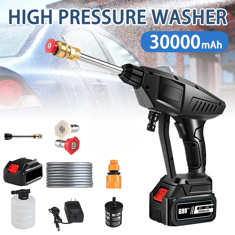 

Portable Cordless High Pressure Car Wash Washer Gun 30000mAh Foam Generator Water Gun for Home Garden Car Cleaning Accessories