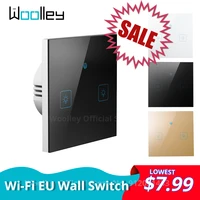 Woolley Wifi EU Touch Switch Black White Golden Smart Wall Light Switches Glass Panel 1/2/3 Gang Work with Alexa, Google Home 1