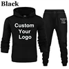 Custom Your Logo Hoodies Pants 2Pcs/Sets Sweatshirt Sweatpants Male Gyms Fitness Tops Trousers Joggers Sportswear Tracksuits 2