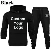 Custom Your Logo Hoodies Pants 2Pcs/Sets Sweatshirt Sweatpants Male Gyms Fitness Tops Trousers Joggers Sportswear Tracksuits 2
