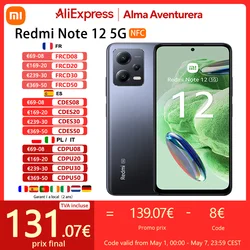 Xiaomi - Redmi Note 12 5G SmartPhone,NFC,6GB/128GB, 6.67 ”amoed FHD +, Snapdragon® 4, 33W fast Charge, 5000 mAh,Global Edition