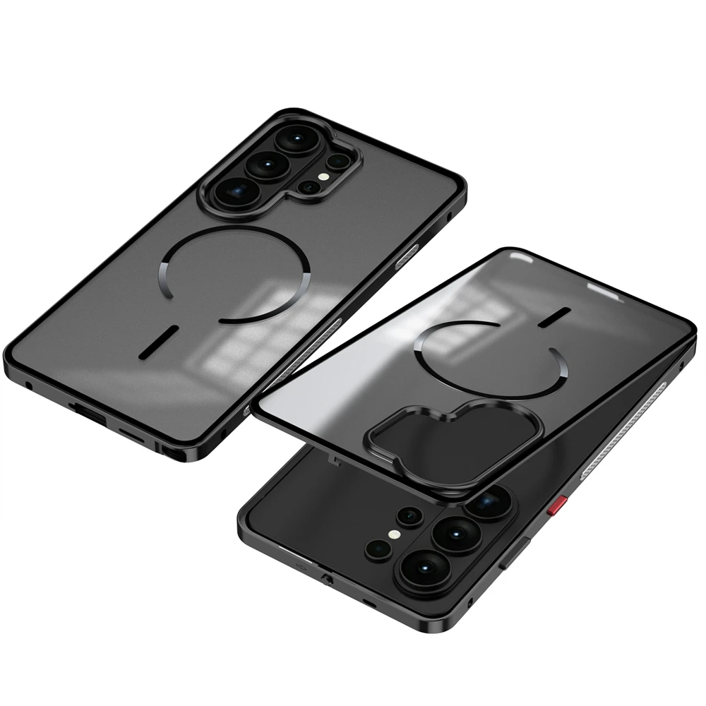 Frosted Matte Case with Removable Metal Frame and Magsafe Buckle - Premium Aluminum Alloy Design
