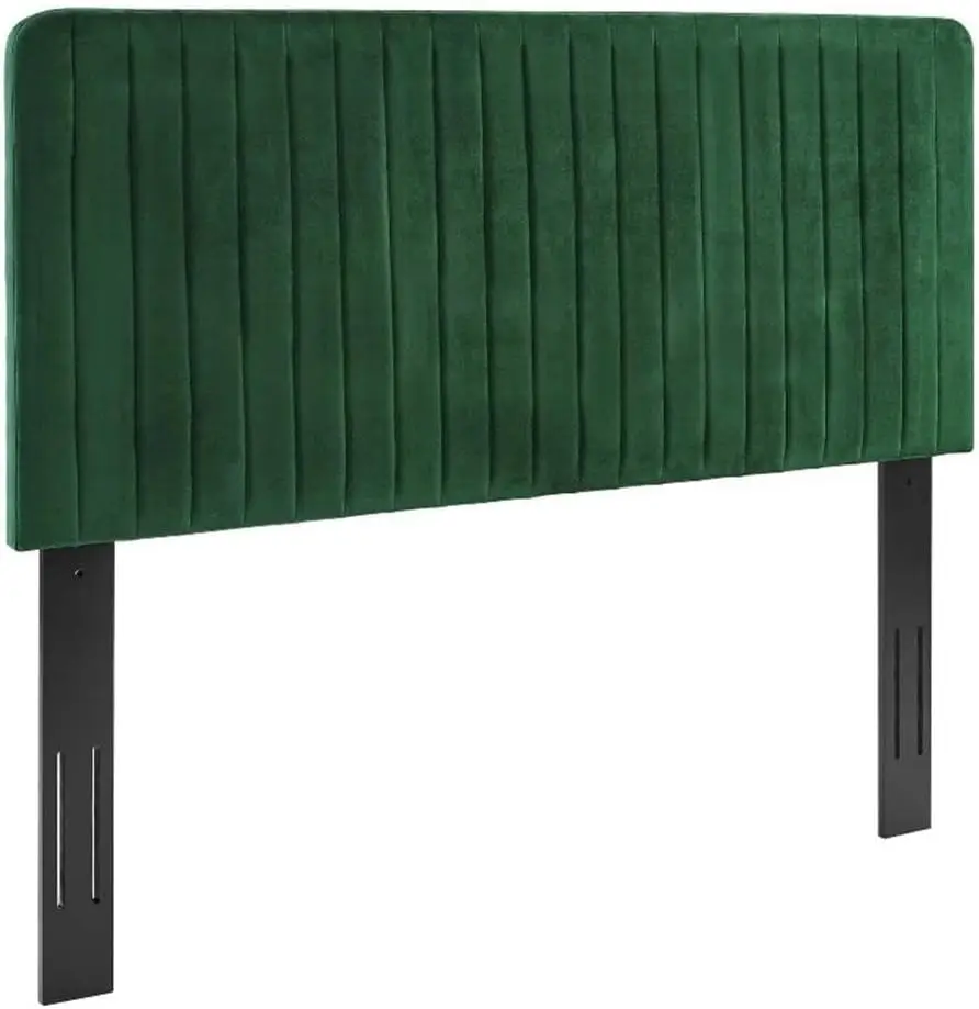 Channel Tufted Performance Velvet King/California King Headboard in Emerald
