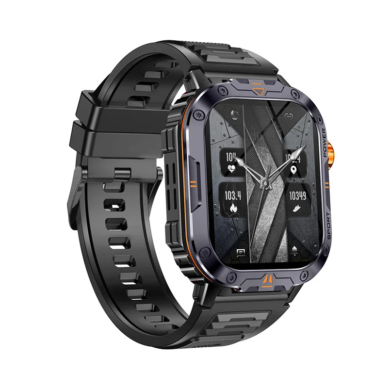 Montre connectée NX20 avec grand écran 2 pouces, lecture de musique locale, lampe torche, Bluetooth, appels IA et commande vocale, idéale pour les hommes et les activités de plein air._voghion.com