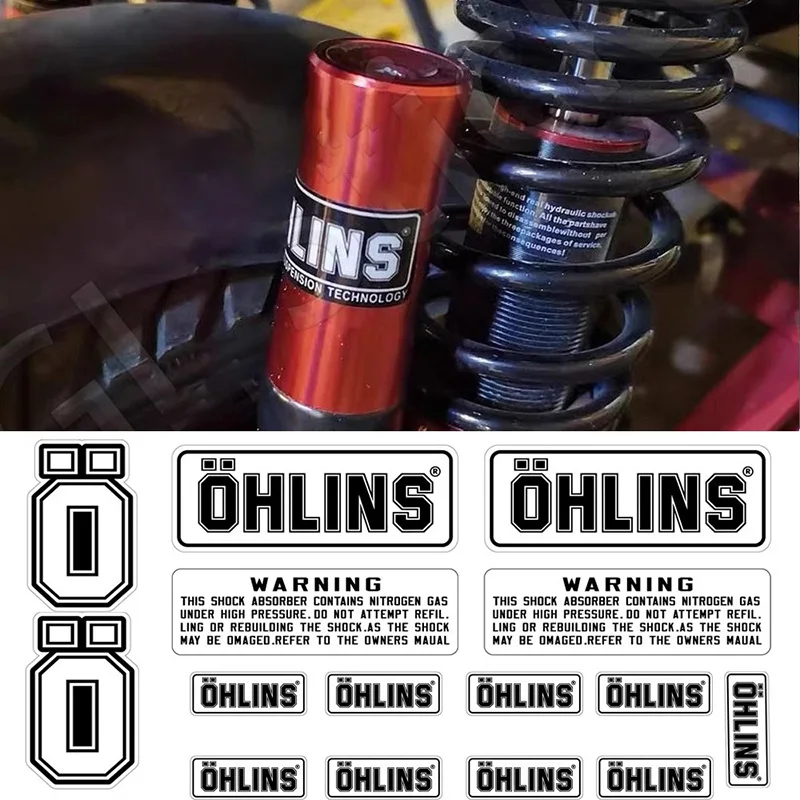 Shock Absorber Ohlins Logo Decals Motorcycle Sticker Shock Absorber Sunscreen Transparent Decorative Waterproof Decal