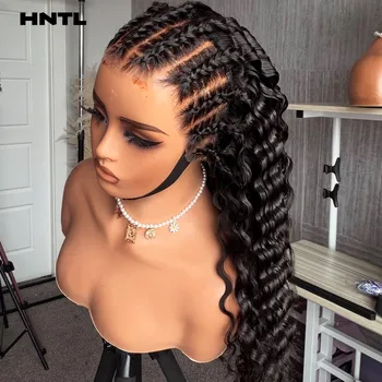 Parrucca Pre-Intrecciata 13x6 HD Lace Front Wear and Go Senza Colla, Capelli Umani Ondulati Profondi, Parrucche Frontali 13x4 con Cordoncino Senza Colla per Donna