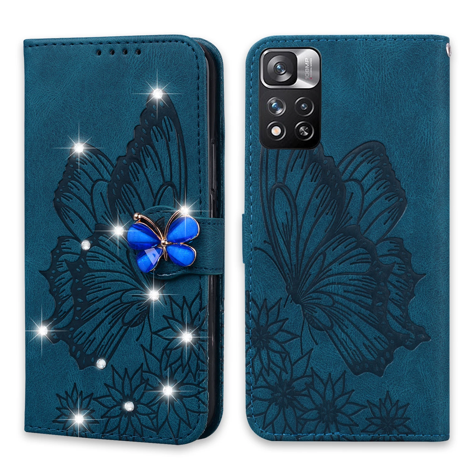 Glitter Leather Wallet Phone Case with Book Stand - Elegant Protective Cover
