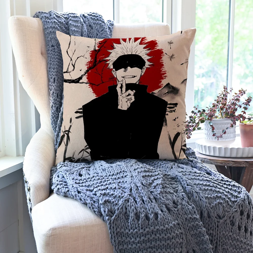 1pc Satoru Gojo Anime Jujutsu Kaisen Pillow Case Square Pillow Bedroom Sofa Leisure CushionCar Living Room Home Decoration 40X40 4