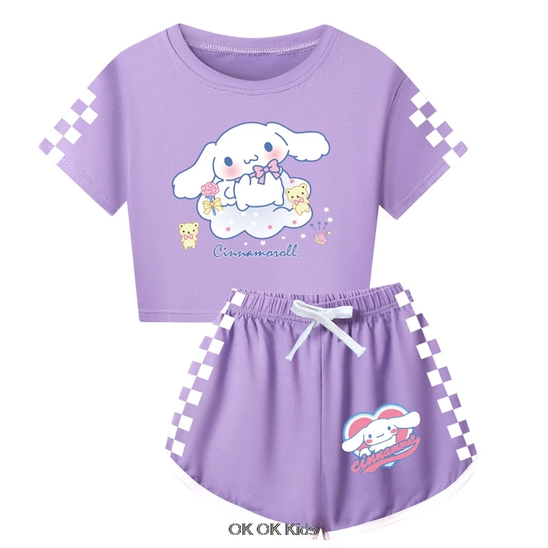 

Новая Miniso Cinnamoroll детская одежда мягкие футболки + брюки костюмы 2-16 лет подростков мальчиков девочек повседневные комплекты детская одежда подарок