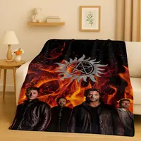 Couverture en flanelle HD surnaturelle Sam Dean Winchester TV, jet en peluche Ultra doux et chaud pour la maison, chambre à coucher, lit, canapé, cadeau de voyage 5
