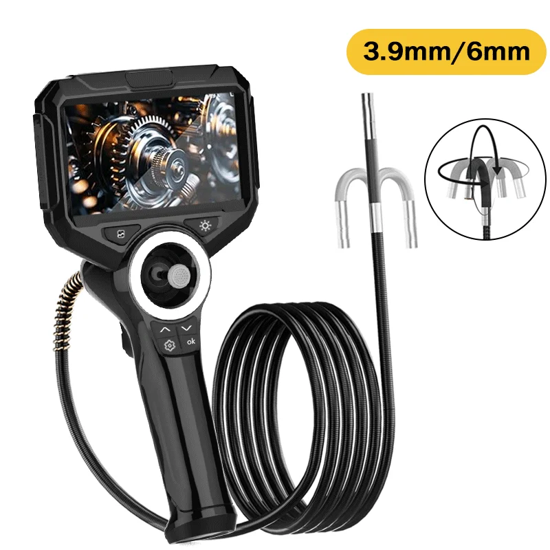 720 Degrees All Way Steering Industrial Endoscope for Car Pipe Inspection Sewer Camera Borescope with 5 Inch 1