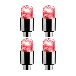 Colorful LED Wheel Valve Caps - Illuminating Tire Accessories for Cars, Motorcycles, and Bicycles (4Pcs Red)