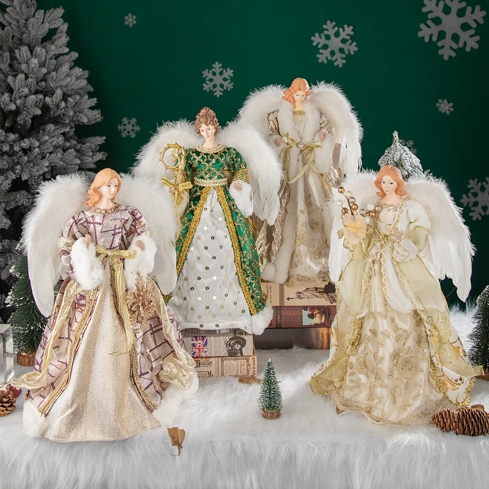 Angel Ornaments For Christmas Tree Top Gold Angel Christmas Tree Topper Gold Christmas Decors For Garden Yard Cafe Desk Decor