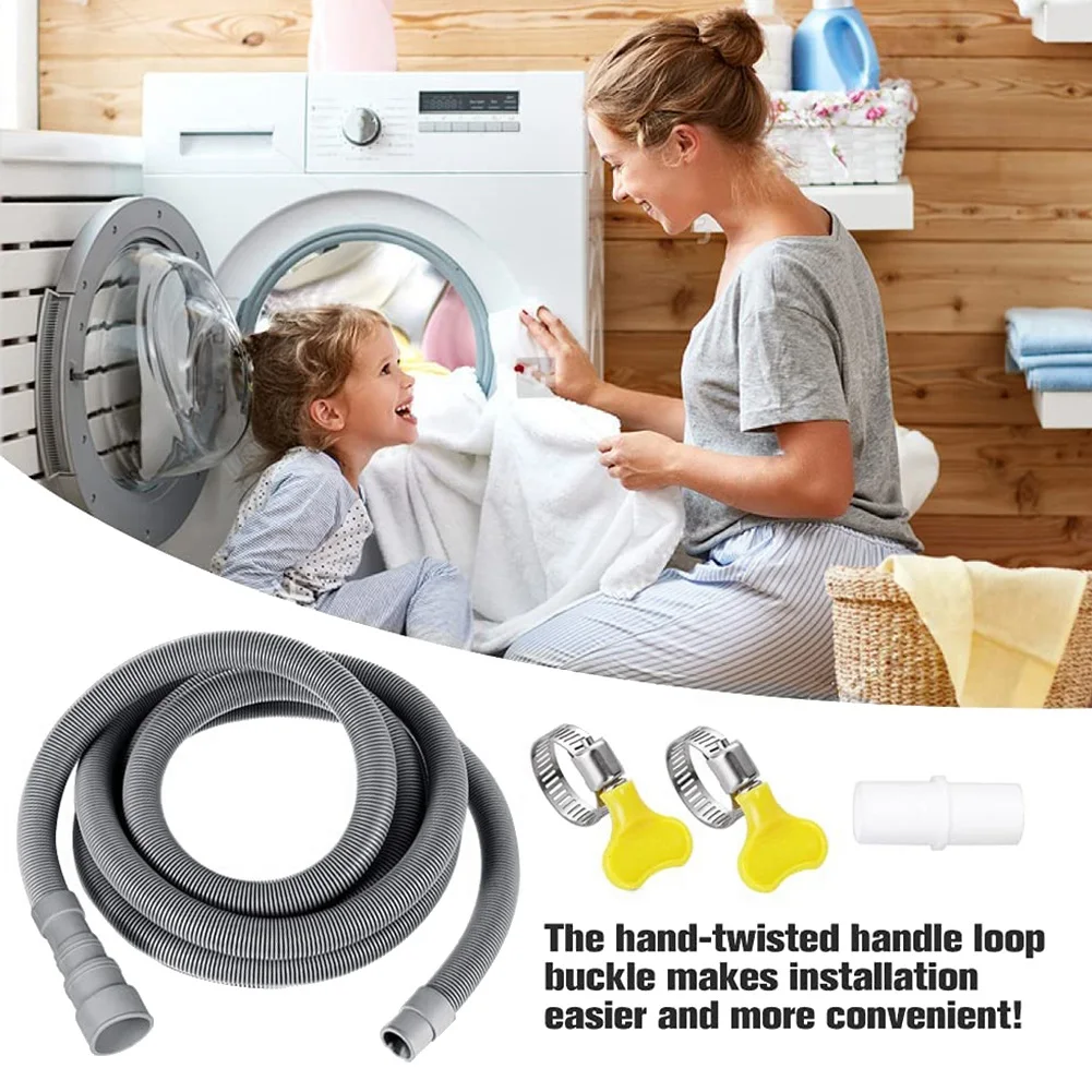 Drain Hose Extension Set Universal Washing Machine Hose 10Ft Include Bracket Connector and Clamps Drain Hoses washing machine drain hose