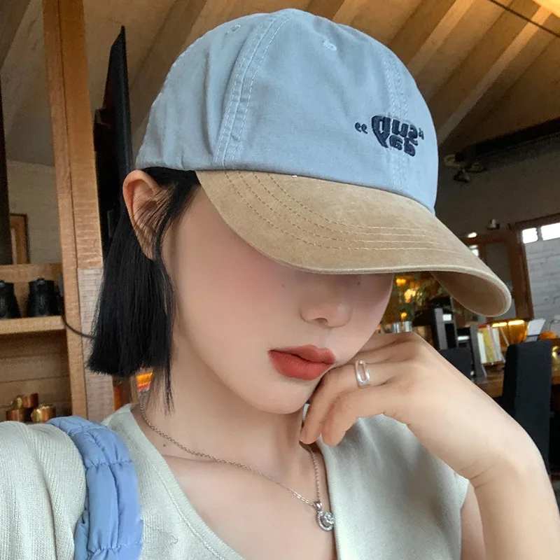 Hot Sale Soft Cotton Patchwork Baseball Cap For Women Girl JK Korean Letter Embroidery Peaked Hat Casual Outdoor Snapback Sun_voghion.com