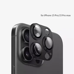 Premium Metal Camera Protector with Tempered Glass Cover - Enhanced Back Lens Protection - 16 Plus (Titanium black)