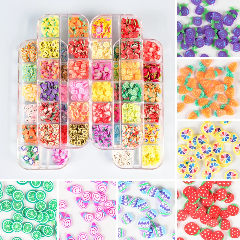 

4 Sets 3D Fruit Mix Nail Art Charms Sequins For Crafts Flaky Clay DIY Design Manicure Supplies Nails Decorations Accessories Kit