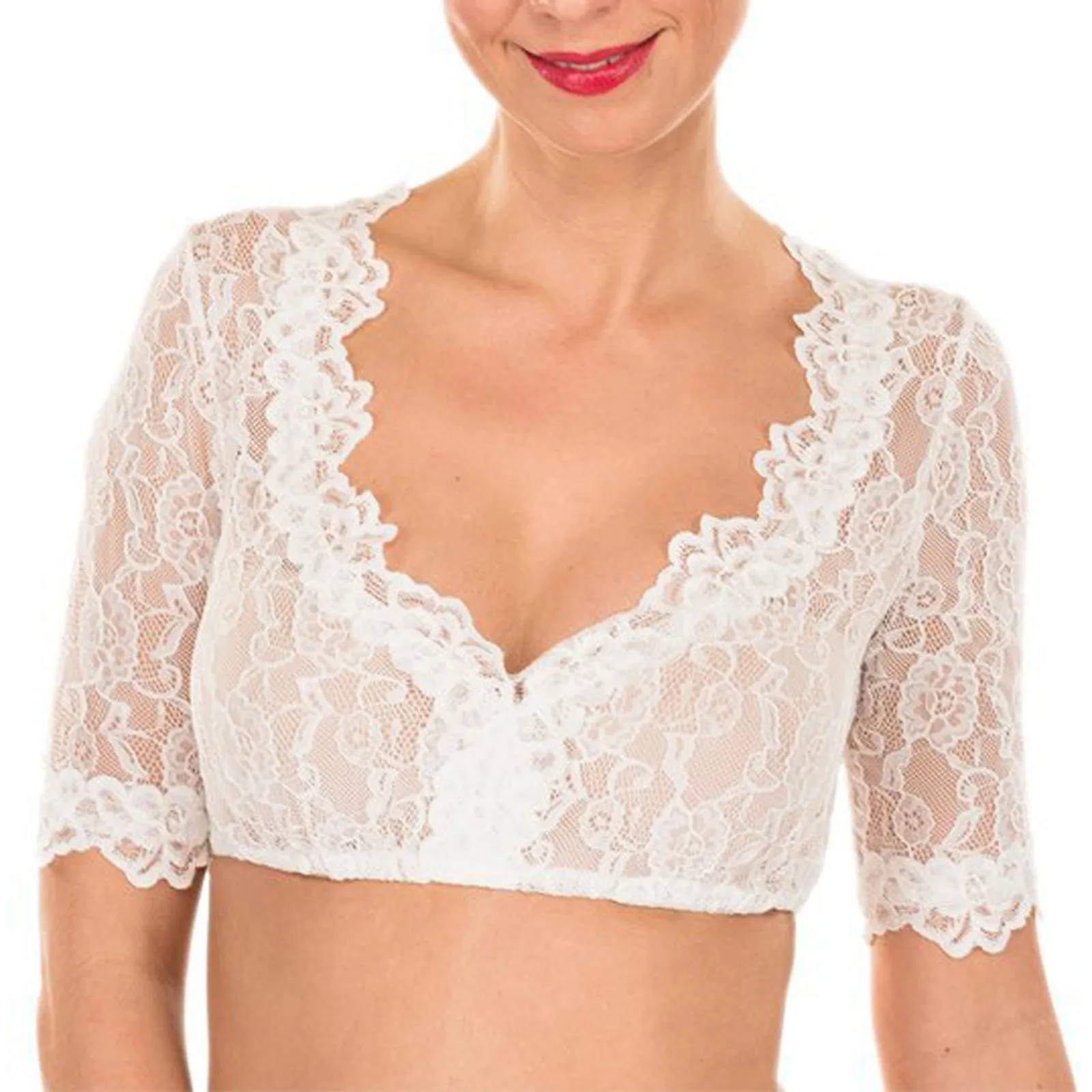 White Traditional Blouse Bavarian Oktoberfest Costume Wrap Crop Top Women Floral Lace Vintage Sexy Shirt BeerLace Dirndl Elegant women blouse