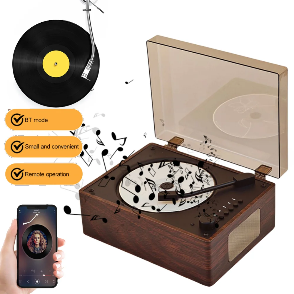 Vintage CD Player Bluetooth-Compatible 5.0 USB 3.5mm AUX Music Player Portable Rechargeable CD Music USB Lossless