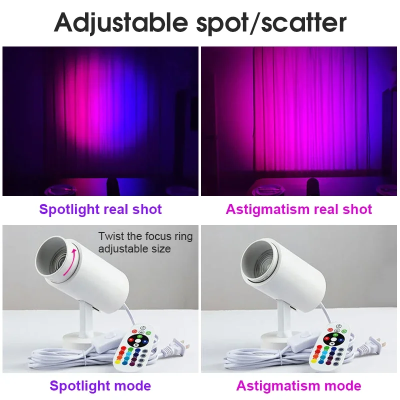 RGB LED 스포트라이트 무대 트랙 램프 16 색상 원격 제어 조정 가능한 디스코 파티 조명 레일 KTV 바 댄스 룸용