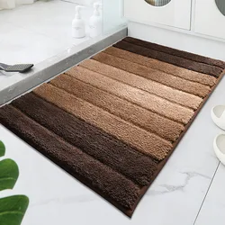 Ultra - Absorbent Non - Slip Plush Bathroom Mat - Machine Washable & Quick - Drying - 500MMx800MM (Brown)
