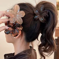 Women's Laser Mermaid Princess Flower Shaped 8cm/3.15in Large-Size Brown Beige Lightweight Plastic Hair Clips Fashionable And 3