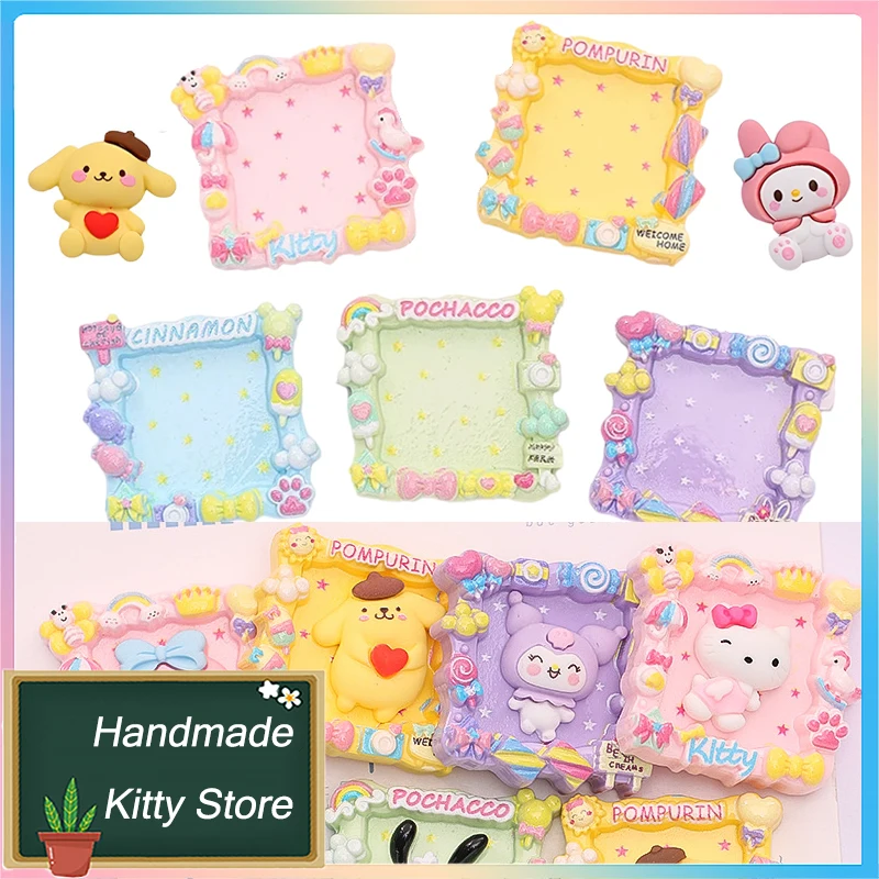 Kawaii 10 Pz Sanirios Melody Accessori Kuromi Hellokid Cinnamoroll Pochacco Pompompurin Photo Frame Anime Series Decoration