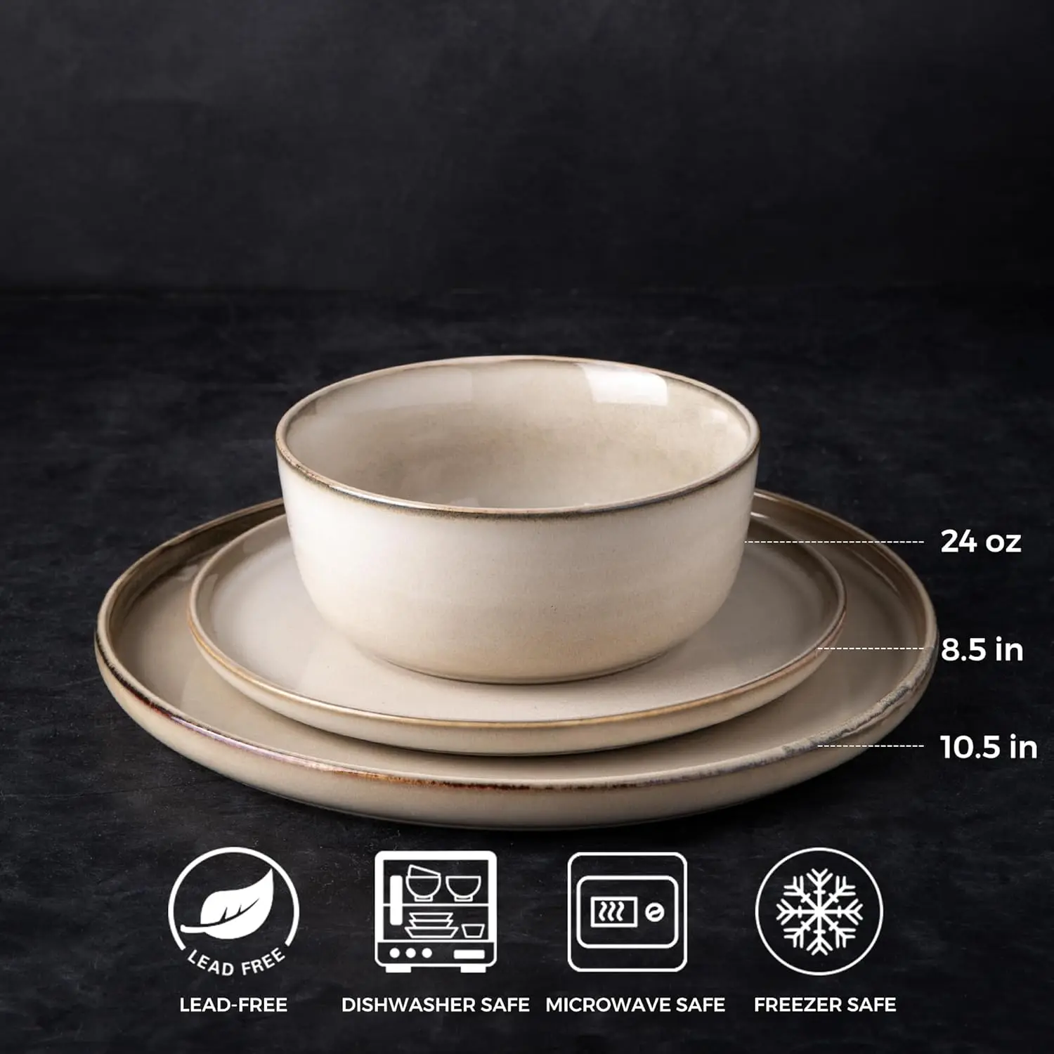 Dinnerware Sets,Round Reactive Glaze Ceramic Plates and Bowls Sets,Highly Chip and Crack Resistant Microwave